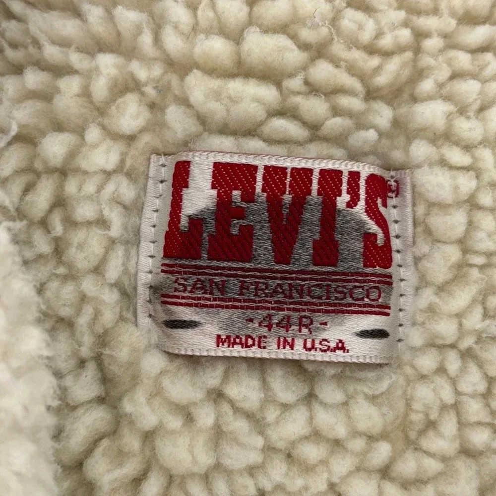 Vintage Levi's Sherpa Lined Denim Trucker Jacket Mens 44R Type III‎ USA 1980s